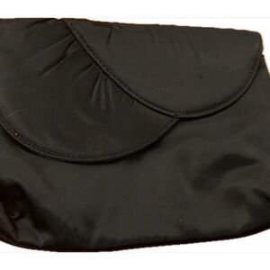 Vintage Black Satin Clutch Gold Chain Evening Bag Formal